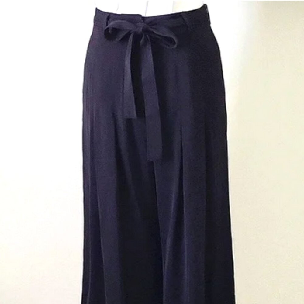 ENGLISH FACTORY Women's Black Wide Leg Pants High Waist Ankle Length